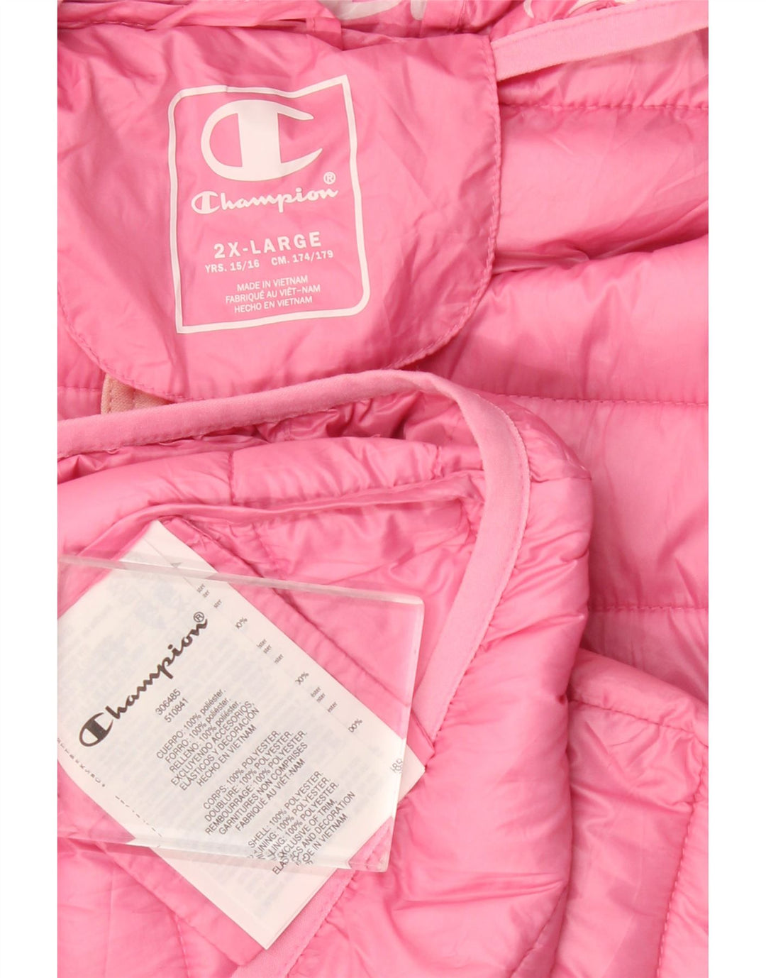 CHAMPION Chaqueta acolchada con capucha para niña 15-16 años 2XL Rosa Poliéster