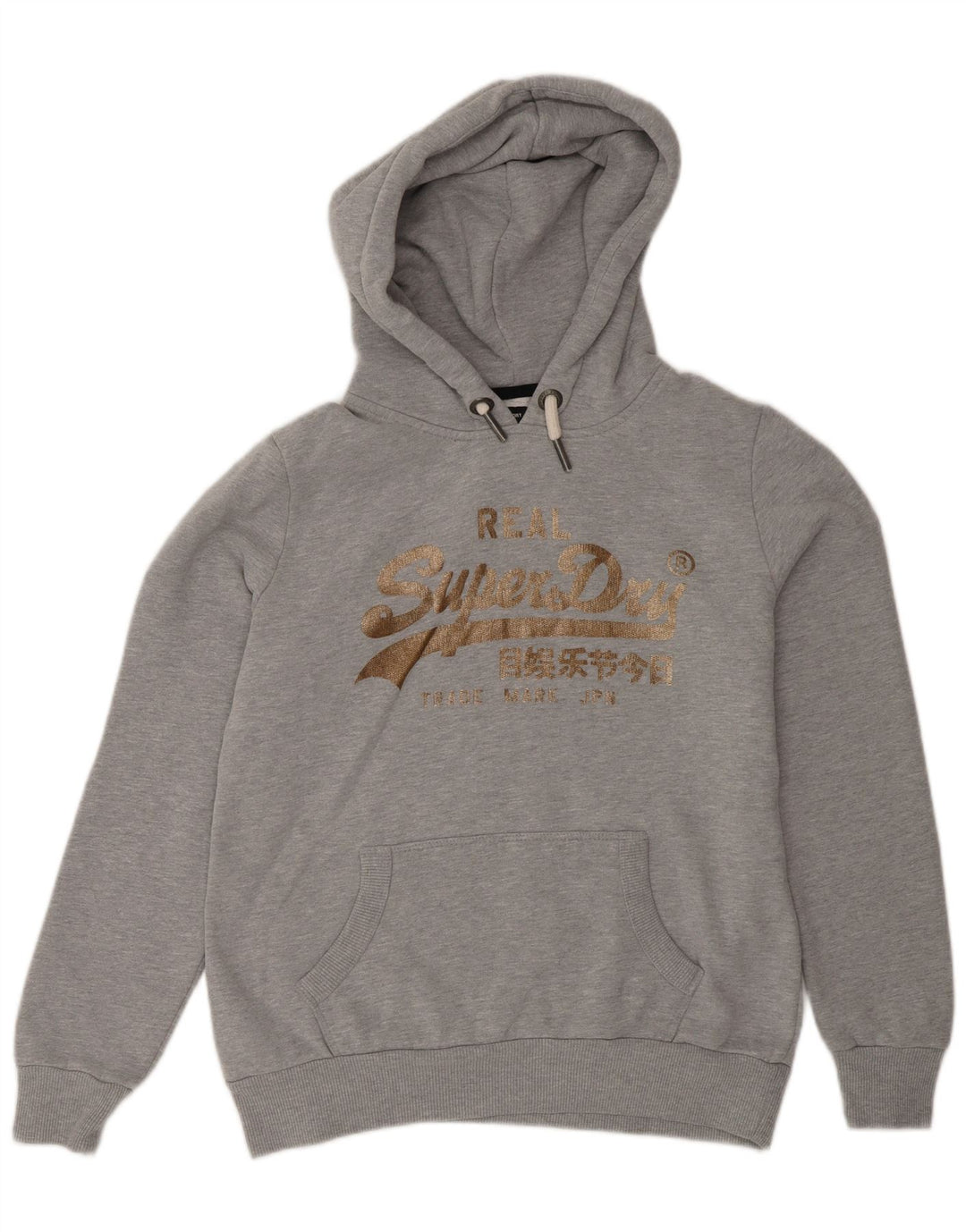 Superdry Jersey con capucha y gráfico para mujer, talla 42, talla mediana, gris