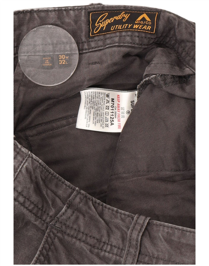 Pantalones cargo rectos Superdry para hombre W30 L32 Algodón gris