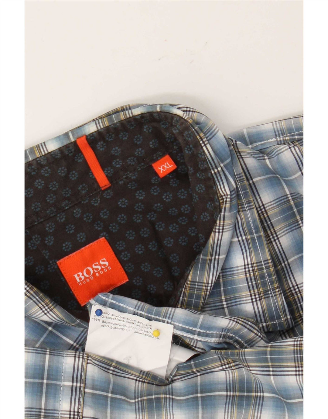 Camisa Hugo Boss Hombre 2XL Algodón A Cuadros Azul