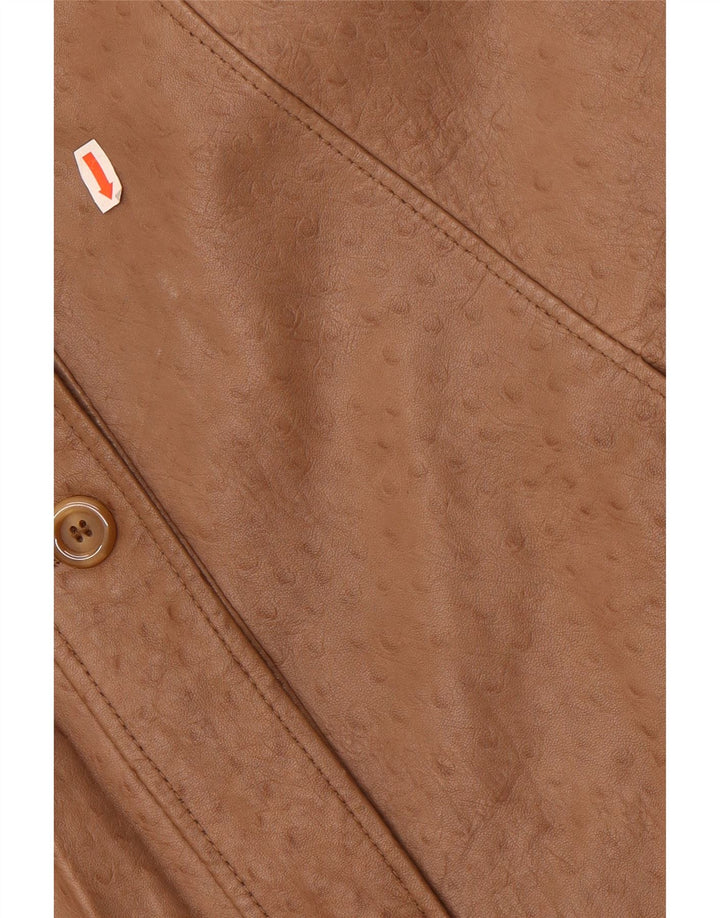 Vintage mujer abrigo de cuero de gran tamaño EU 40 cuero beige medio