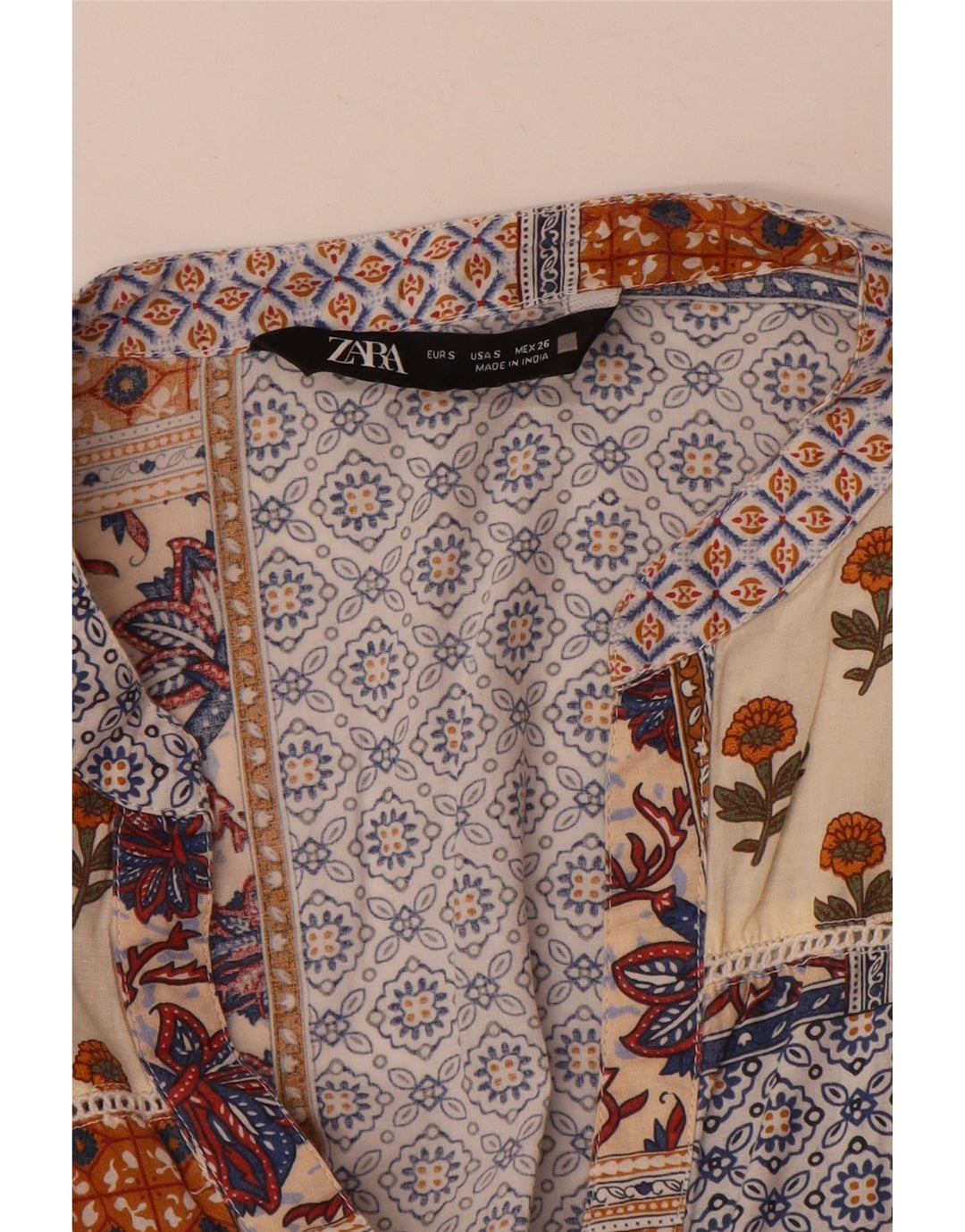 Zara Vestido Escalonado De Manga Larga para Mujer UK 40 Pequeño Patchwork Multicolor