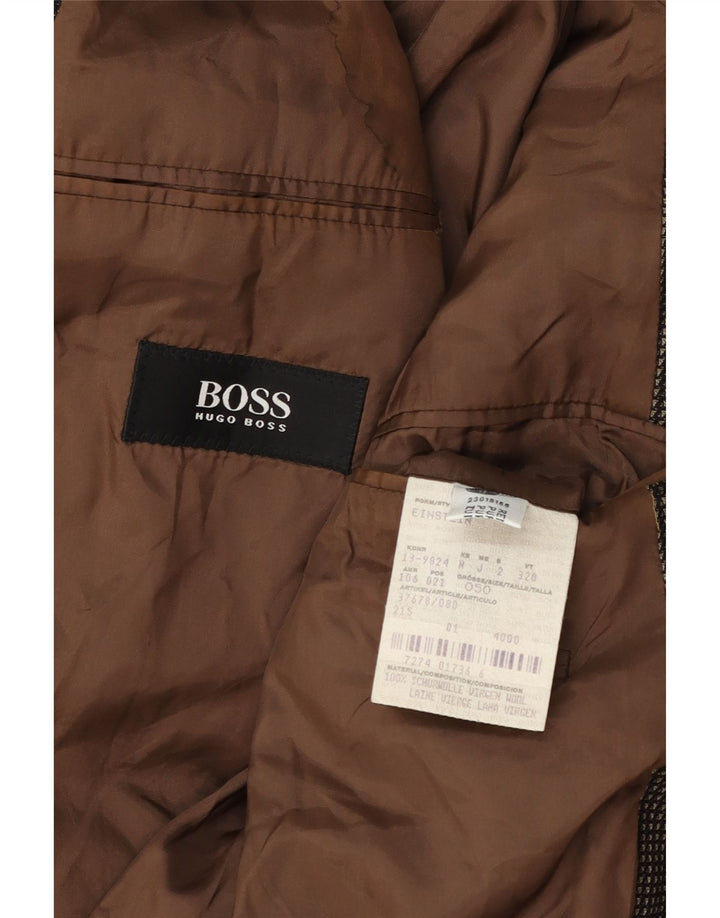 Hugo Boss Chaqueta tipo blazer de 3 botones para hombre EU 50 Large Lana manchada marrón