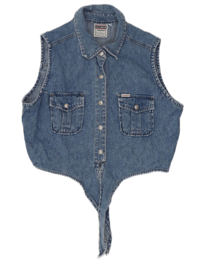 Falmer Camisa vaquera corta sin mangas de gran tamaño para mujer US 3 XS Algodón azul