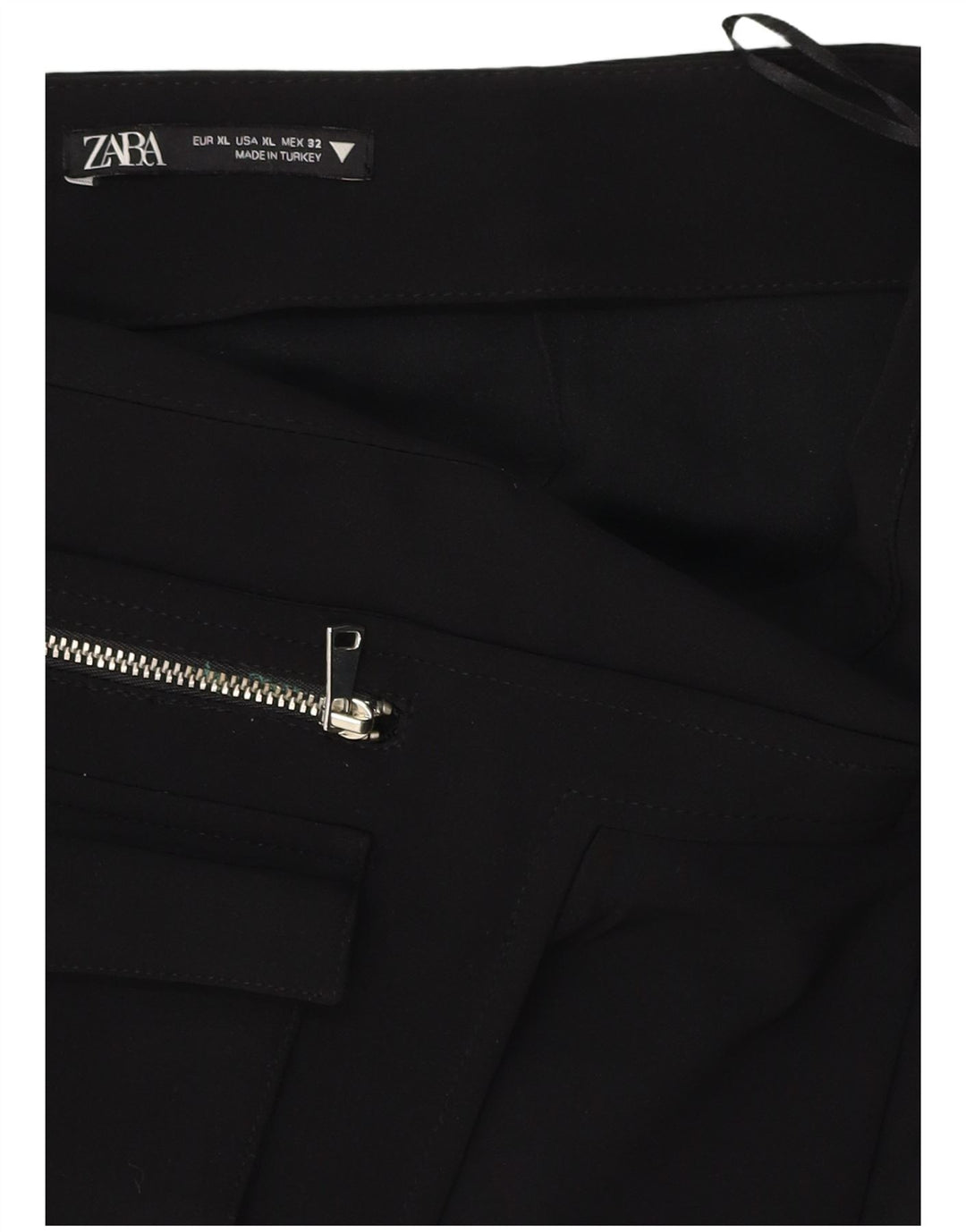 ZARA Mujer Minifalda Cintura Alta XL W32 Negro Poliéster