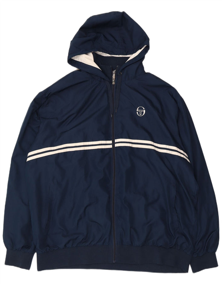 Sergio Tacchini Chaqueta de chándal con capucha para hombre 3XL Azul marino Poliéster