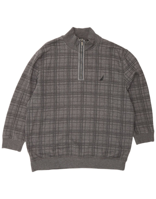 Nautica Sudadera con cuello con cremallera para hombre, talla 2XL, color gris