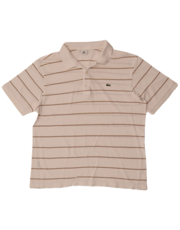 Polo Lacoste para hombre talla 6 XL algodón a rayas blancas