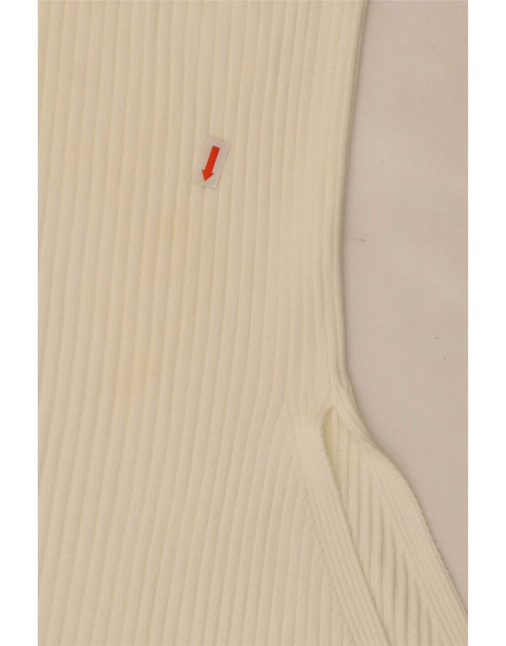 Zara Mujer Falda Asimétrica De Punto Pequeña W26 Poliéster Blanco Roto