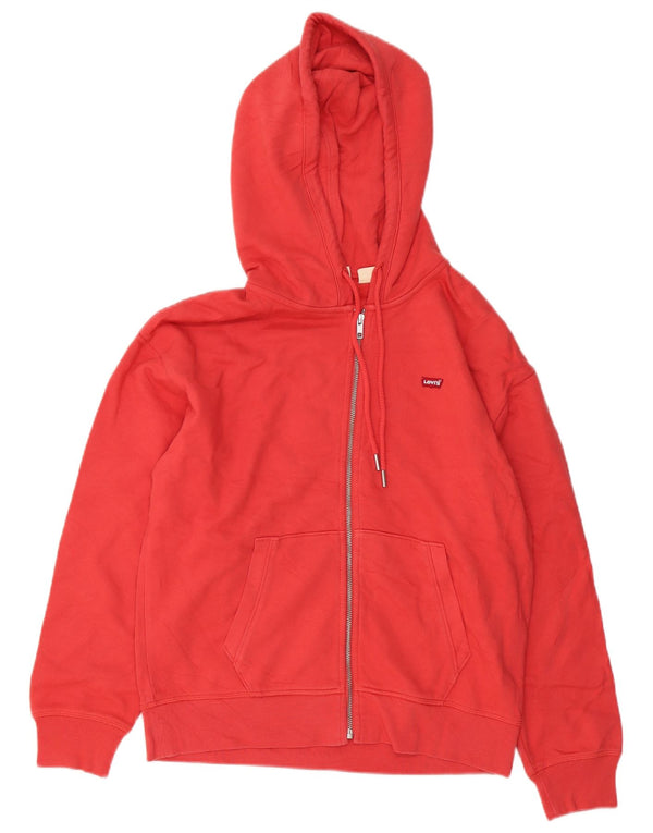 Levi's Suéter con capucha y cremallera extragrande para mujer UK 10 Small Red Cotton
