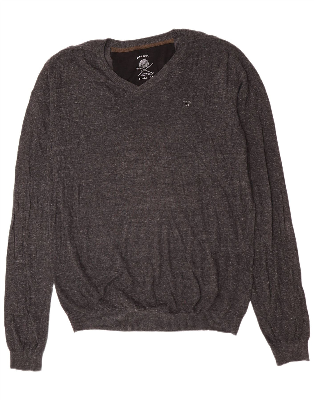 Diesel Jersey con cuello en V para hombre, talla 2XL, algodón gris