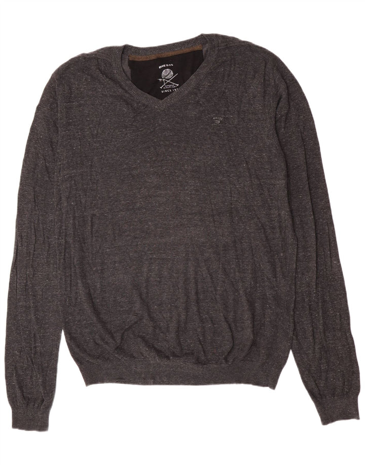 Diesel Jersey con cuello en V para hombre, talla 2XL, algodón gris