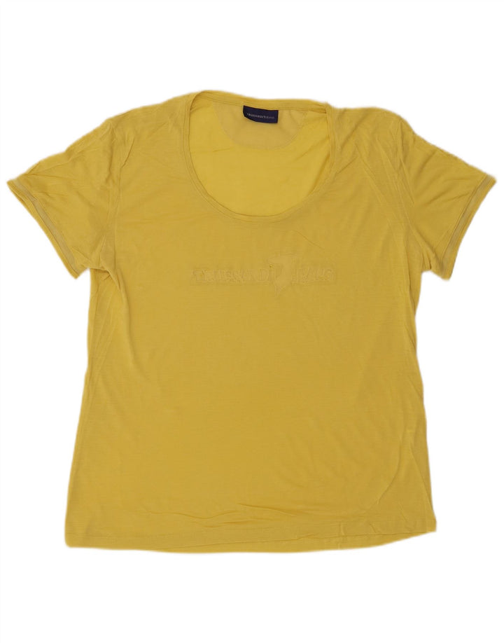 Trussardi Jeans Camiseta Estampada Mujer UK 40 XL Lyocell Amarillo