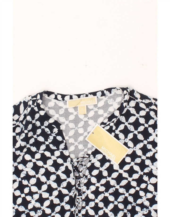 MICHAEL KORS Womens Abstract Pattern Blouse Top US 4 Small Navy Blue Vintage Michael Kors and Second-Hand Michael Kors from Messina Hembry 