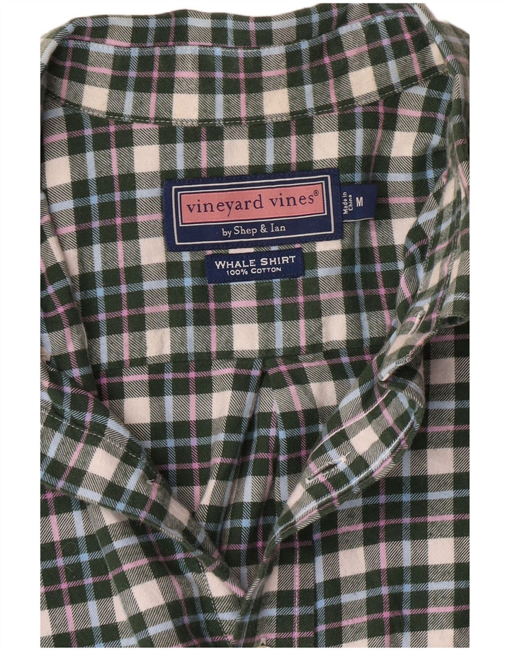 Vineyard Vines Camisa de franela para hombre Preppy de algodón a cuadros verde medio