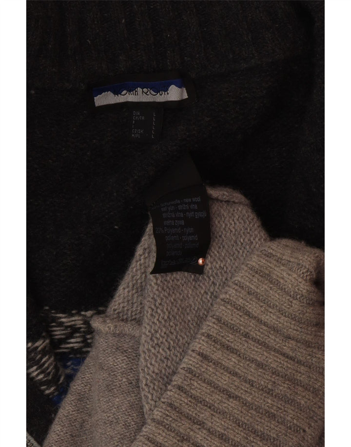 NORTH ROUTE Suéter tipo jersey con cuello y cremallera para hombre, talla grande, gris, Fair Isle