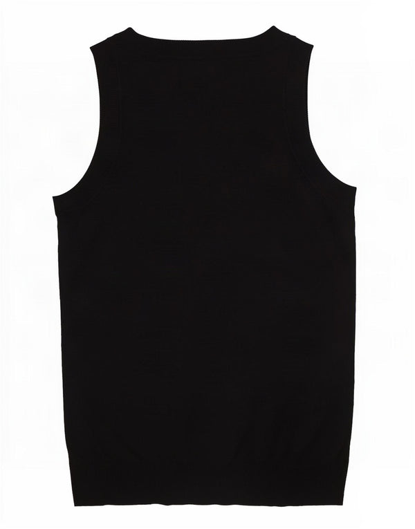Zara Mujer Chaleco Tank Top UK 10 Small Viscosa Negra