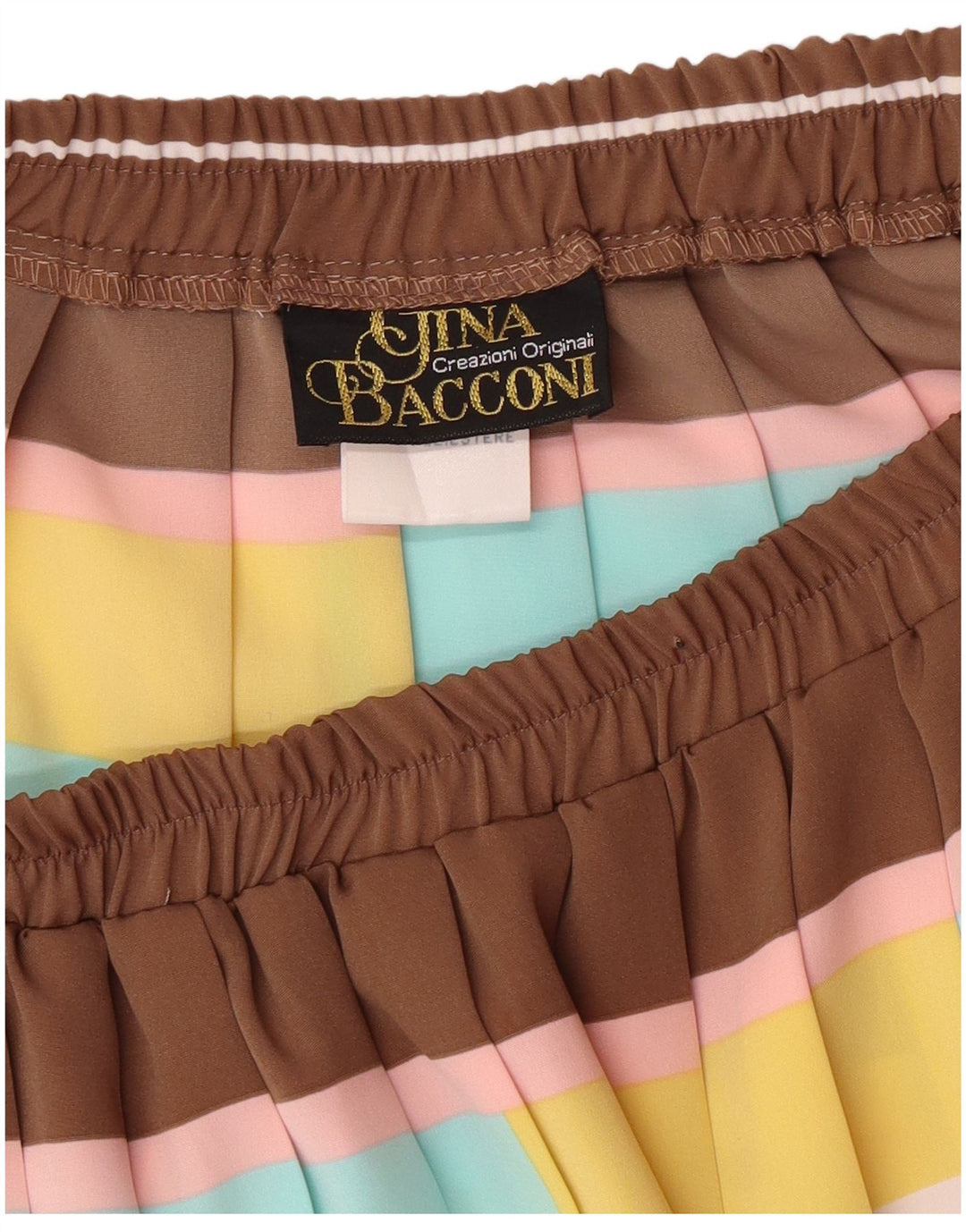 Gina Bacconi Falda Plisada para Mujer Reino Unido 46 Grande W32 Marrón Geométrico Clásico