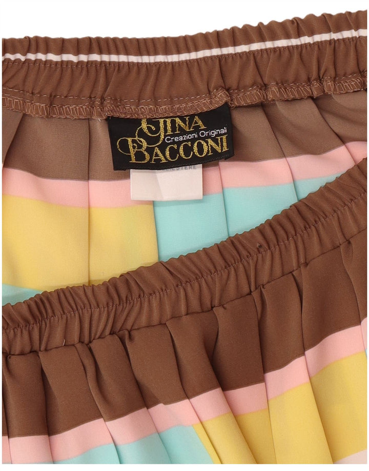 Gina Bacconi Falda Plisada para Mujer Reino Unido 46 Grande W32 Marrón Geométrico Clásico