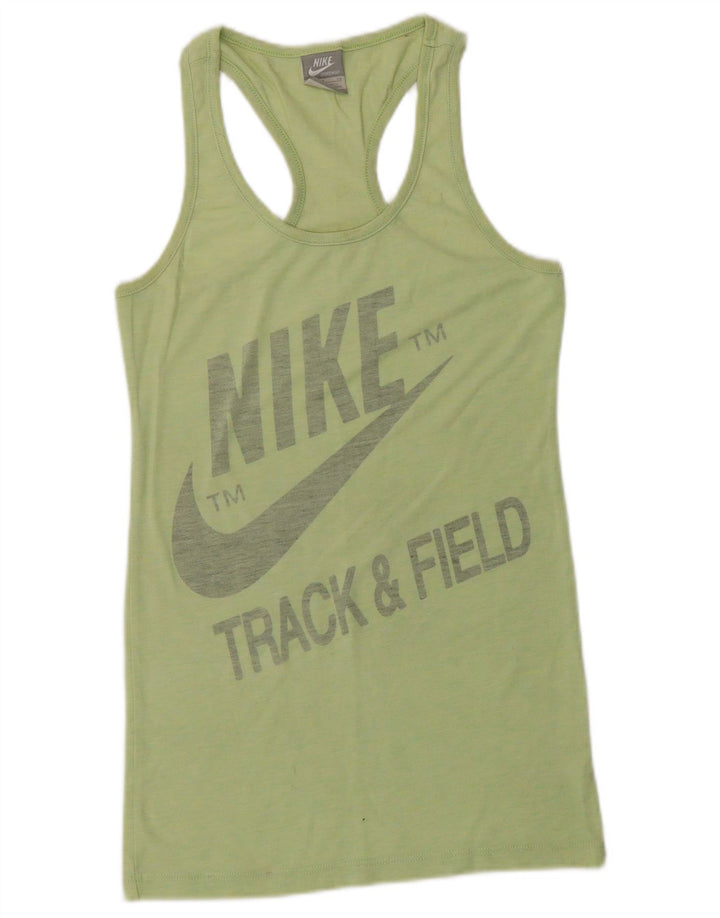 NIKE Mujer Gráfico Chaleco Top UK 8 Pequeño Verde