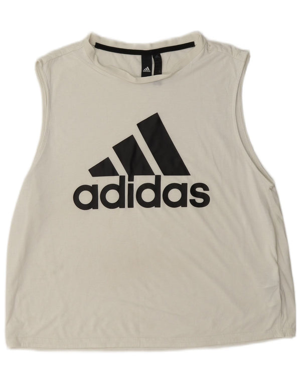 Adidas Mujer Graphic Vest Top UK 16/18 Grande Blanco Poliéster Deportes