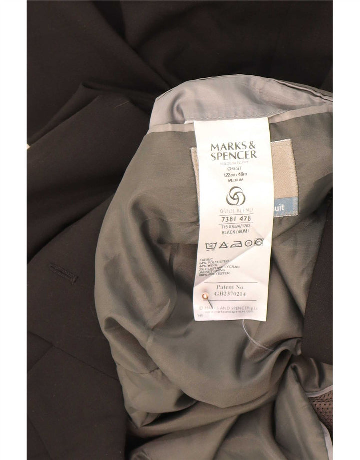Marks & Spencer Chaqueta tipo blazer de 3 botones para hombre UK 48 2XL Poliéster negro