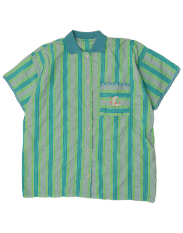 Vintage mujer camisa gráfica de gran tamaño Reino Unido 14 rayas verdes grandes