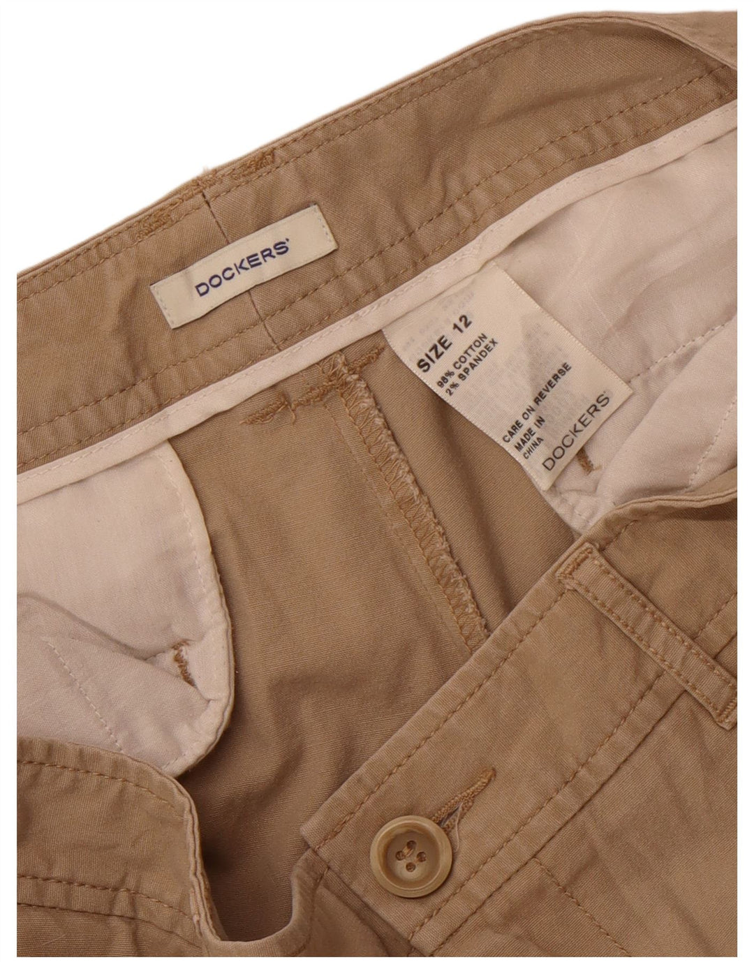 Dockers Womens Cargo Shorts US 12 Large W34 Beige Cotton