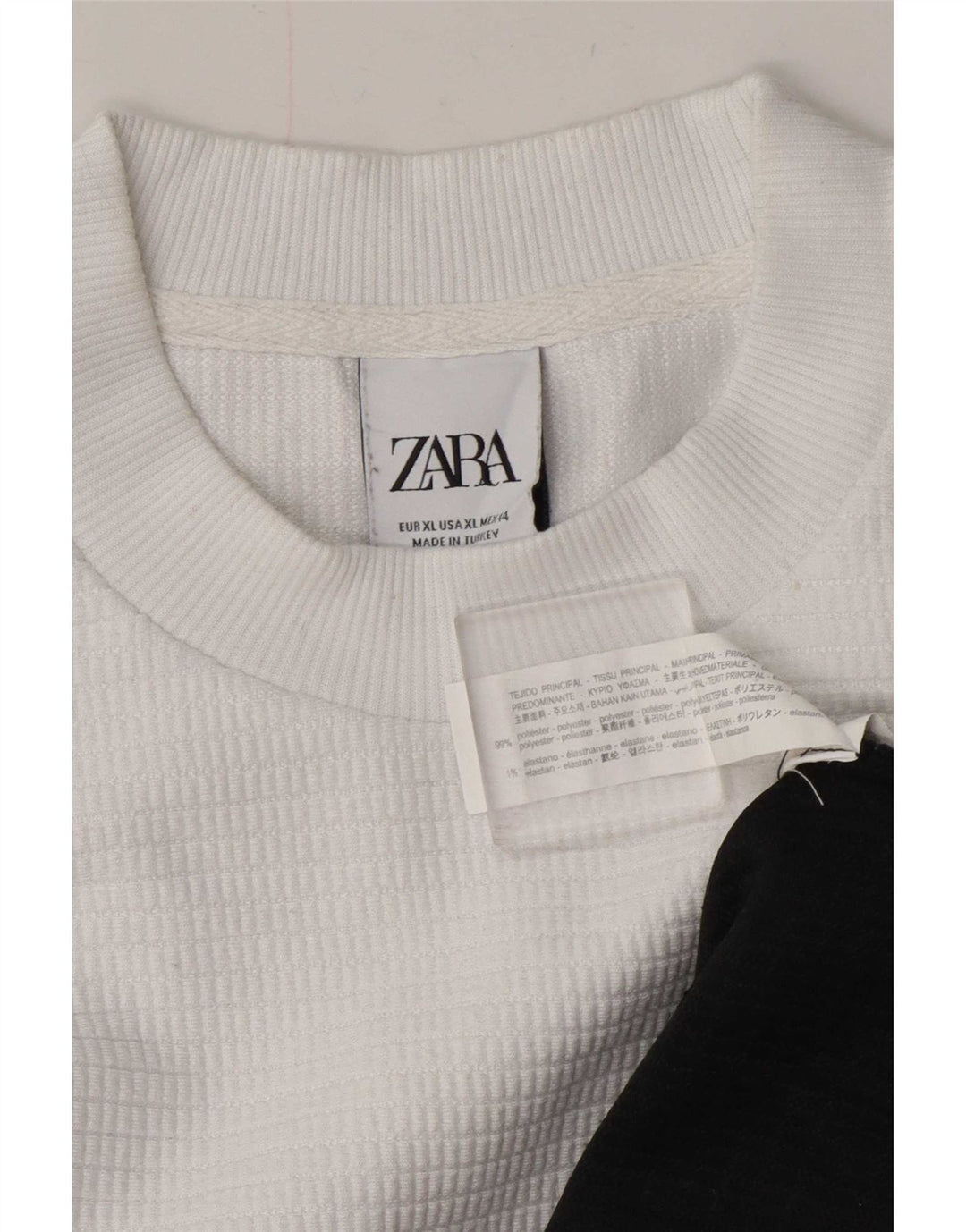 Zara Hombre Sudadera Jumper XL Blanco Colorblock Poliéster
