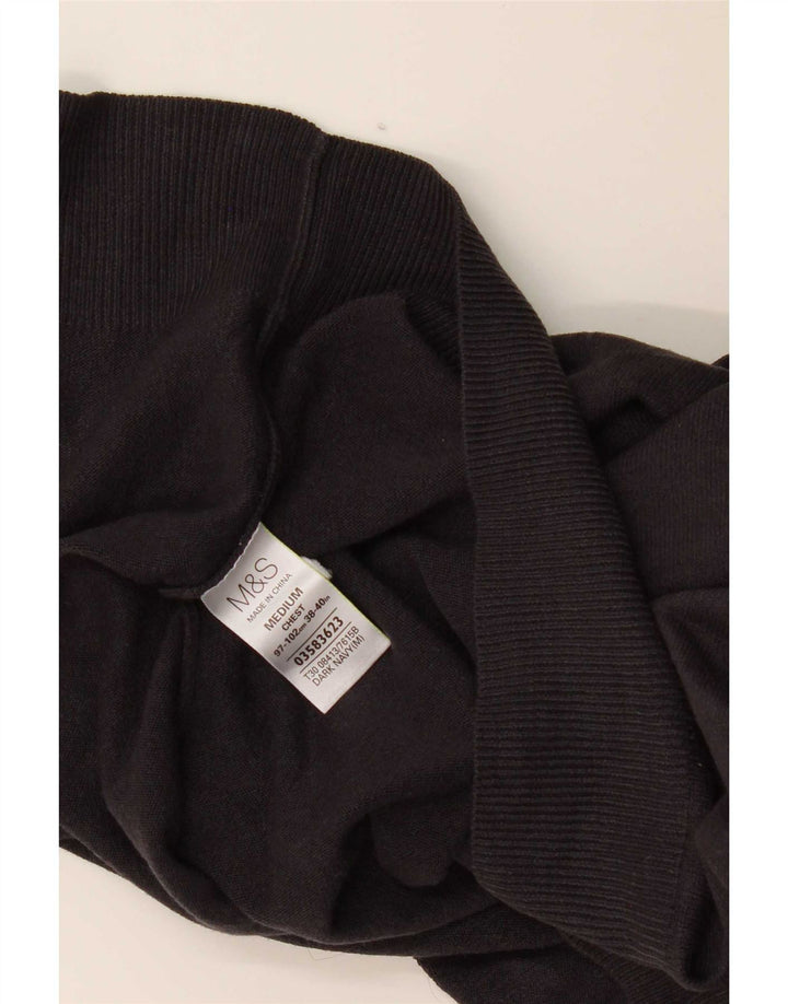 Marks & Spencer Suéter con cuello en V para hombre Acrílico azul marino mediano