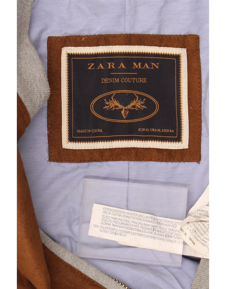 Zara Hombre Chándal Top Chaqueta XL Marrón Poliéster