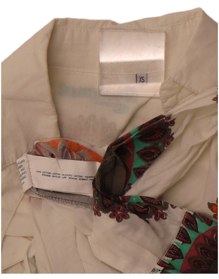 DESIGUAL Camisa gráfica para mujer UK 6 XS Blanco Paisley Algodón