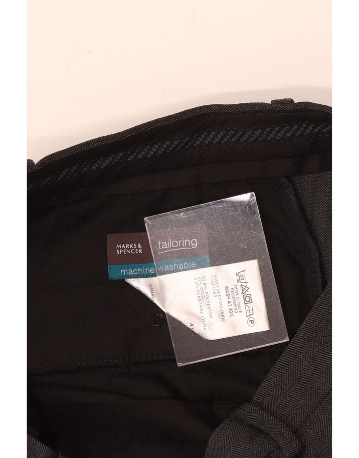 Marks & Spencer Pantalón de traje recto para hombre W32 L31 Poliéster gris