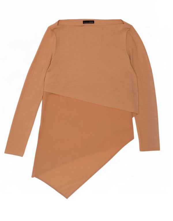 Zara Womens Asymmetric Tunic Top UK 12 Medium Beige