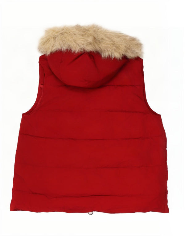 Chaleco acolchado con capucha para mujer Gap UK 44 Poliéster rojo mediano