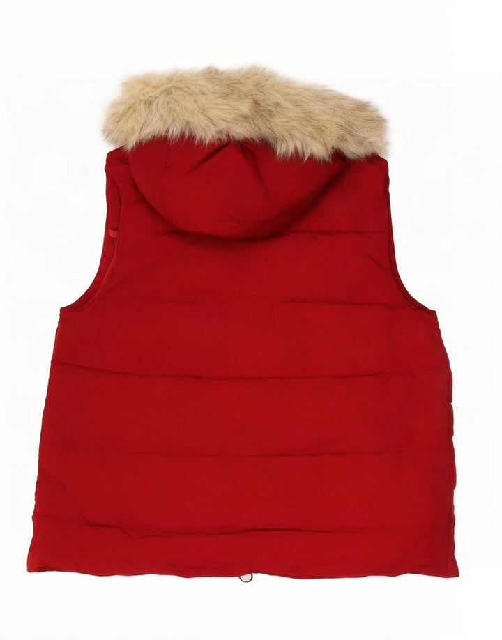 Chaleco acolchado con capucha para mujer Gap UK 44 Poliéster rojo mediano