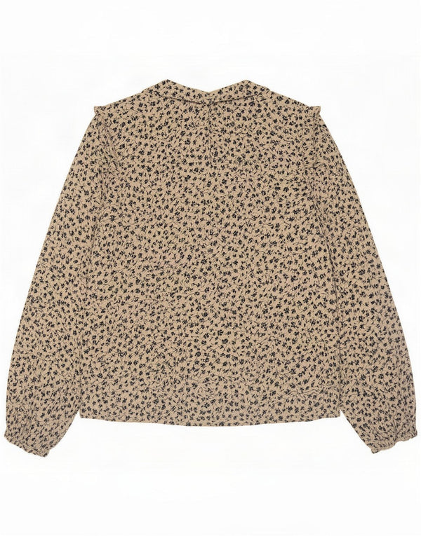 Marks & Spencer Blusa de manga larga para mujer UK 44 Medium Beige Floral
