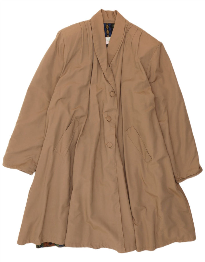 Vintage mujer abrigo Reino Unido 14 grande beige