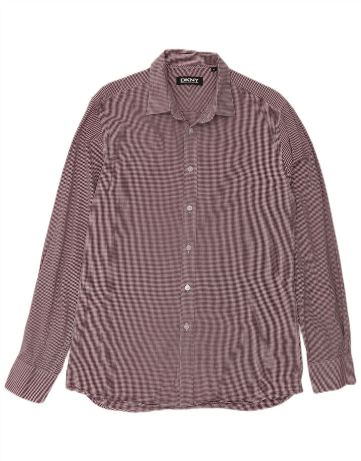 Camisa Dkny Hombre Algodón Vichy Burdeos Medio