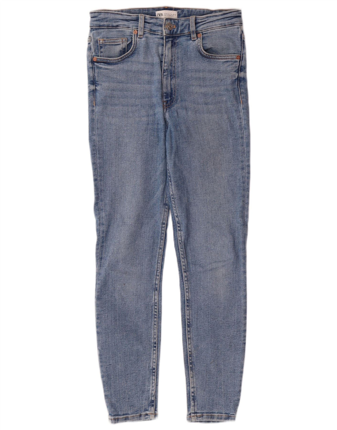 Zara Jeans Ajustados De Cintura Alta Para Mujer EU 38 Small W28 L27 Azul Clásico