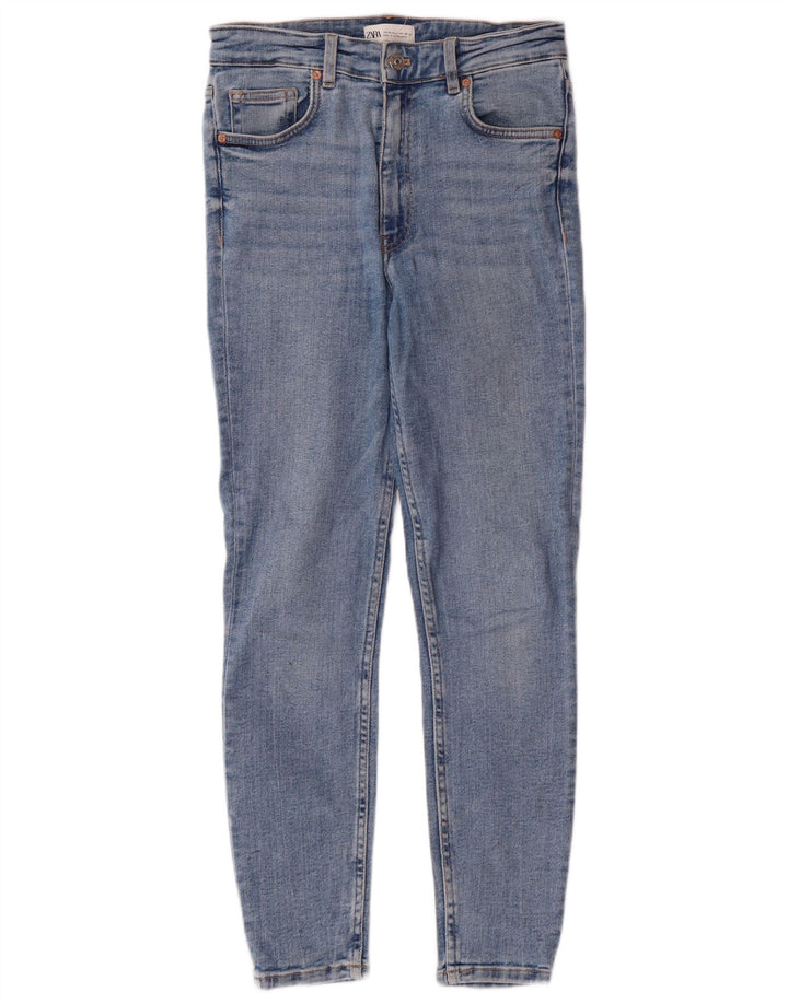 Zara Jeans Ajustados De Cintura Alta Para Mujer EU 38 Small W28 L27 Azul Clásico