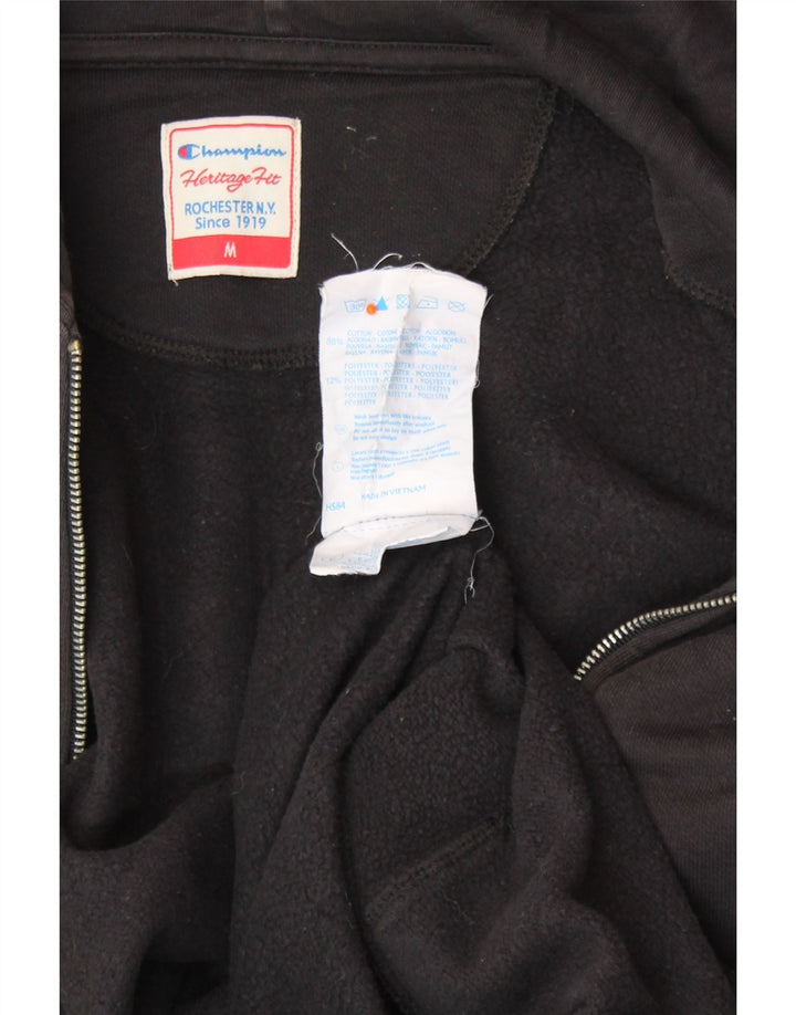 CHAMPION Suéter con capucha y cremallera Heritage Fit para mujer UK 14 Mediano Algodón negro