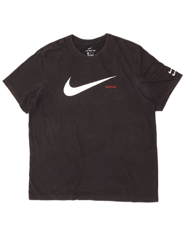 Nike Camiseta gráfica Swoosh para hombre Top XL Algodón negro