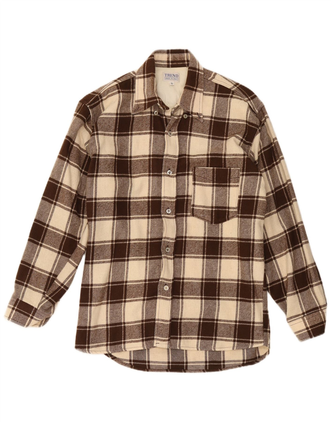 Camisa de franela de leñador Trend para hombre, algodón a cuadros marrón pequeño