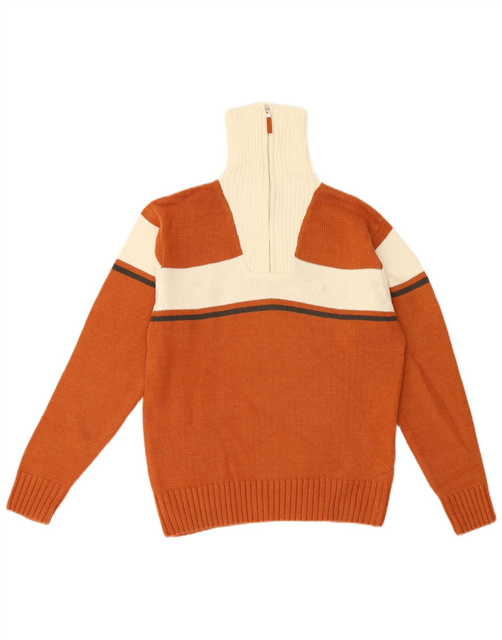 Tom Tailor Jersey De Hombre Con Cuello Y Cremallera De Algodón Color Block Pequeño Marrón