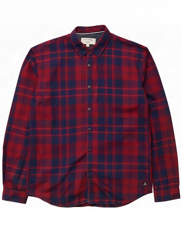 Camisa de franela para hombre Tom Tailor XL Algodón a cuadros rojos