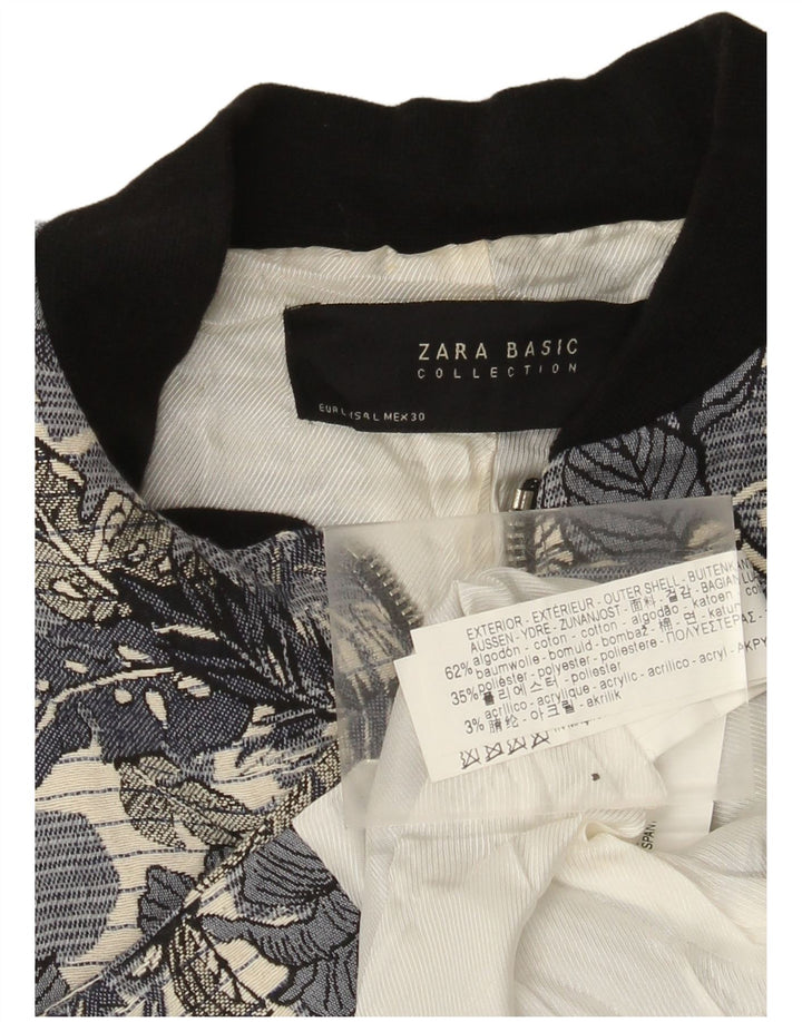 Zara Chaqueta Bomber para Mujer Reino Unido 44 Algodón Floral Azul Grande