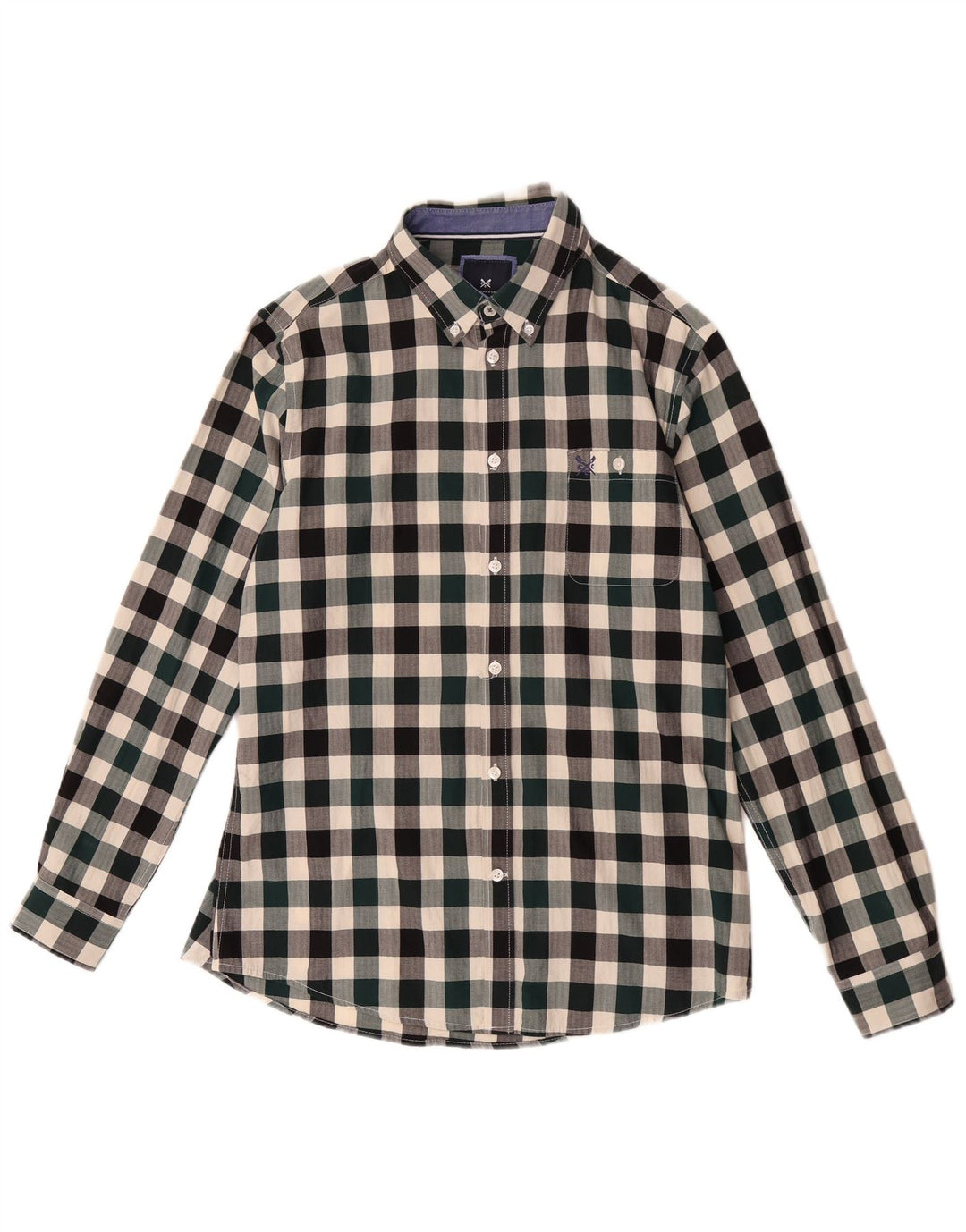 Crew Clothing Camisa ajustada para hombre Algodón a cuadros multicolor mediano