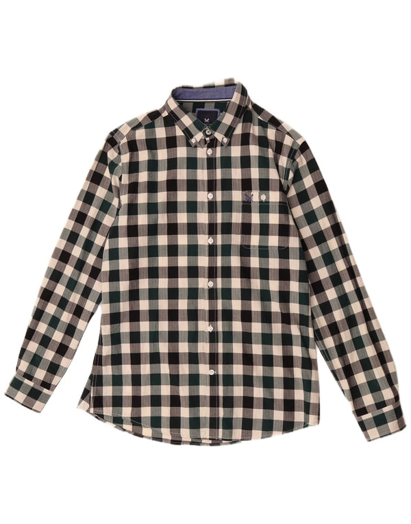 Crew Clothing Camisa ajustada para hombre Algodón a cuadros multicolor mediano