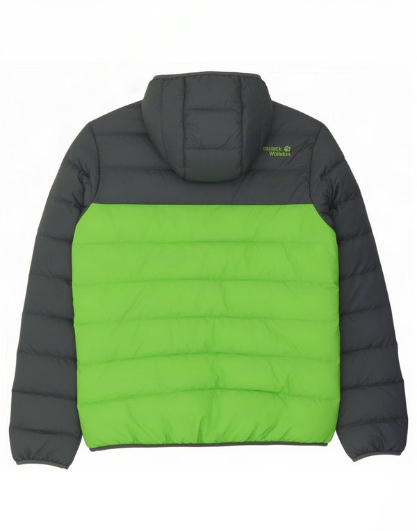 Jack Wolfskin Chaqueta acolchada con capucha para hombre UK 42 Large Verde Colorblock